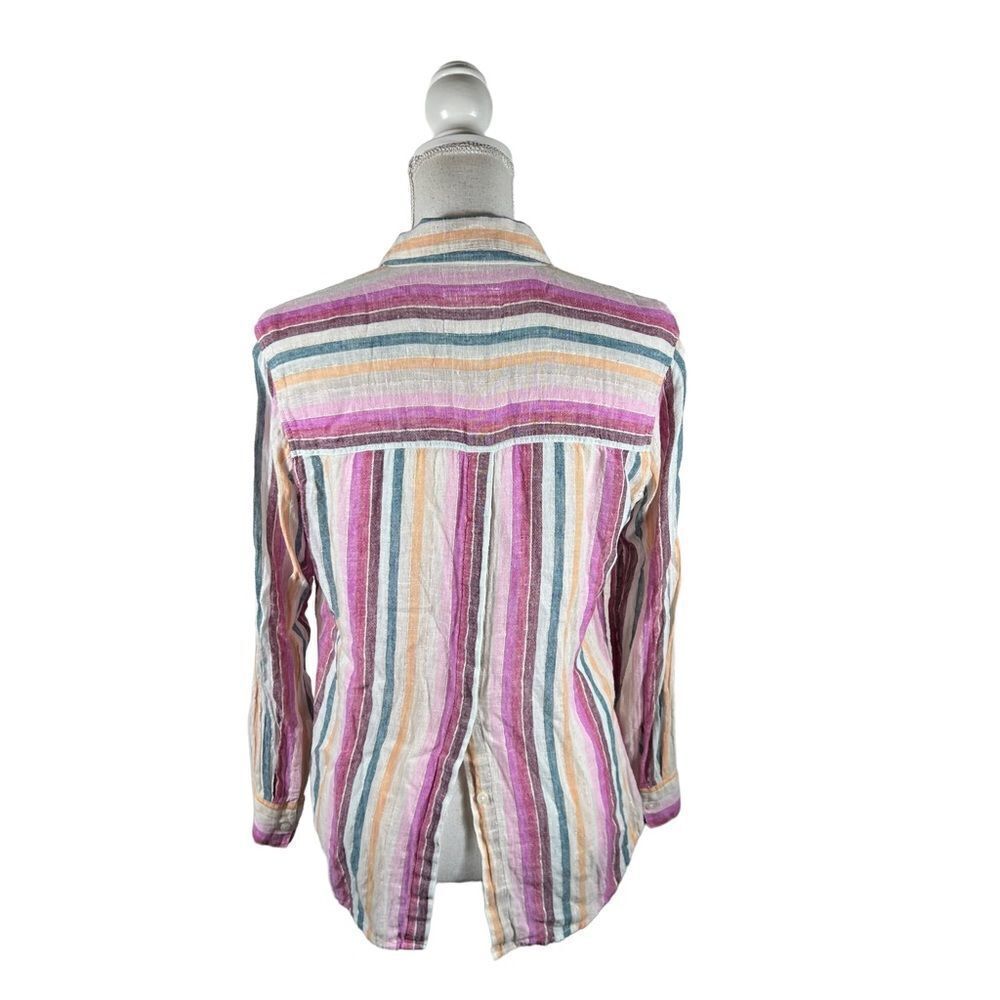 Rails Sydney Striped Button Front Linen Top - image 7